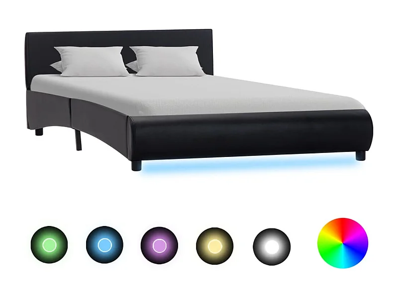 Cadre de lit avec LED sans matelas noir 140x200 cm