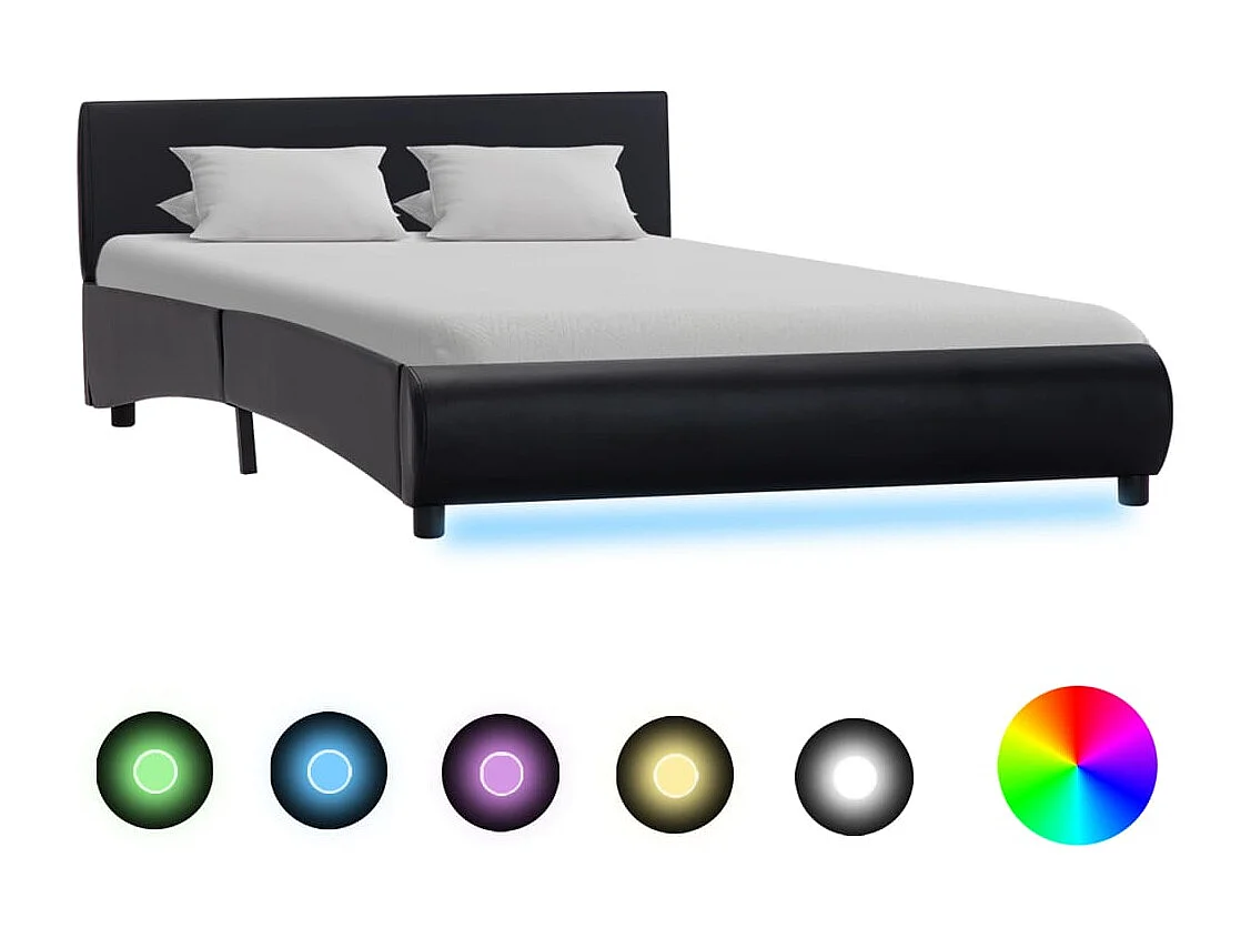 Cadre de lit avec LED sans matelas noir 140x200 cm