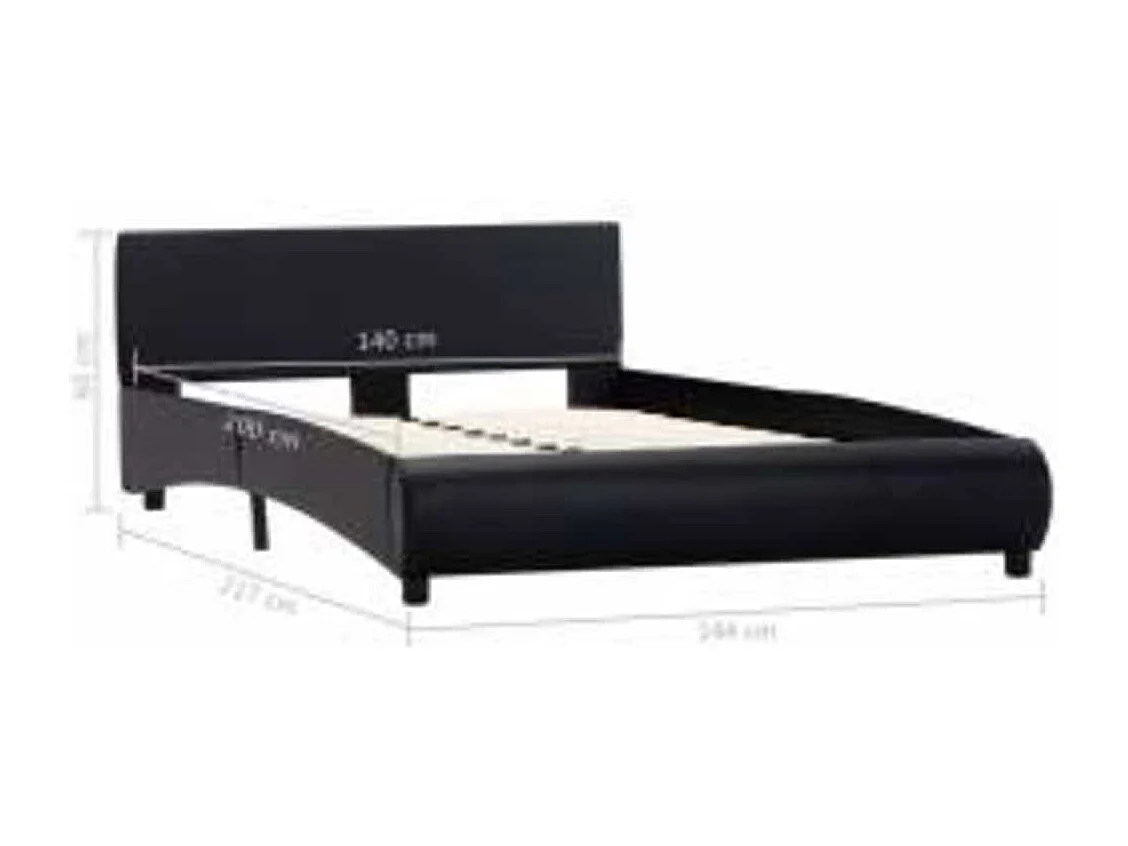 Bettgestell mit LED Schwarz Kunstleder 140×200 cm