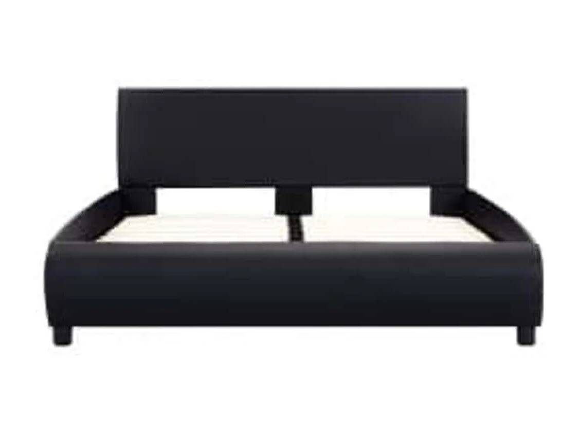 Bettgestell mit LED Schwarz Kunstleder 140×200 cm