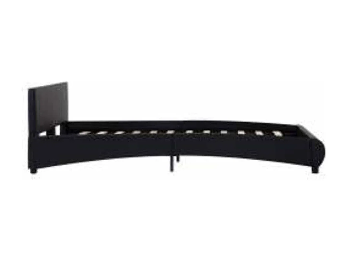 Bettgestell mit LED Schwarz Kunstleder 140×200 cm