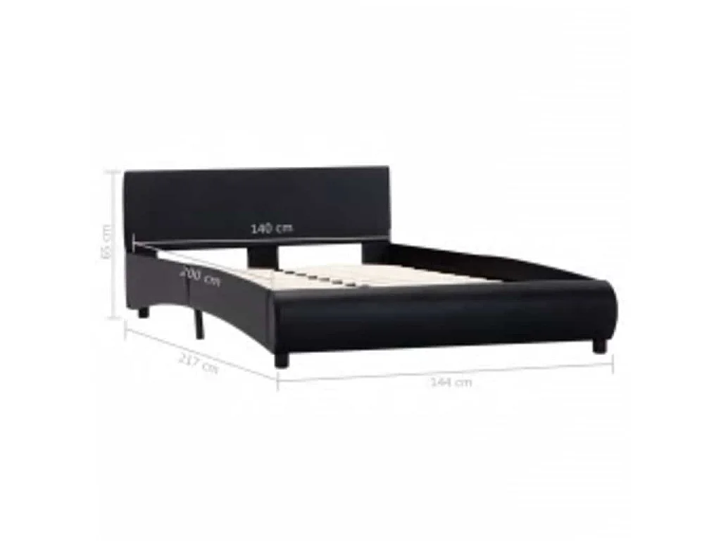 Bettgestell mit LED Schwarz Kunstleder 140×200 cm