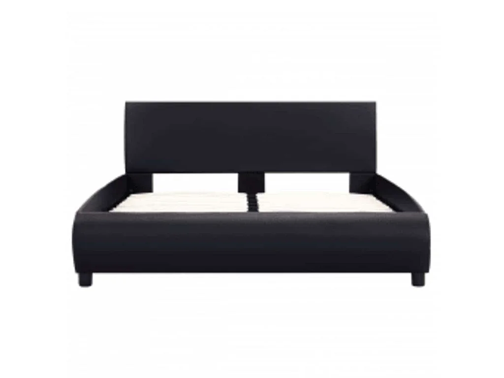Bettgestell mit LED Schwarz Kunstleder 140×200 cm