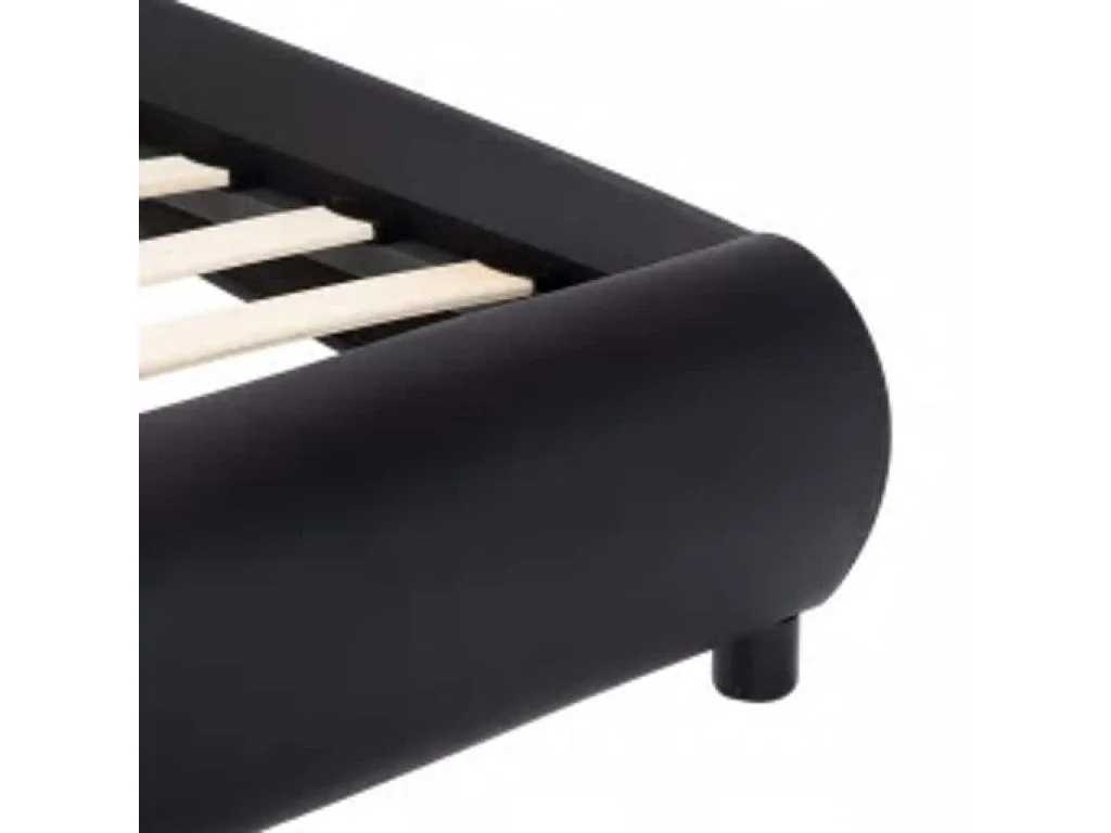 Bettgestell mit LED Schwarz Kunstleder 140×200 cm