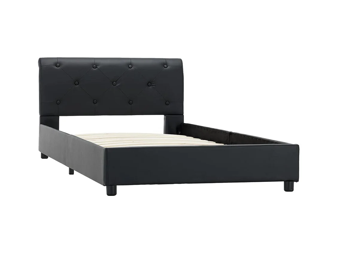 Bettgestell Schwarz Kunstleder 90 x 200 cm