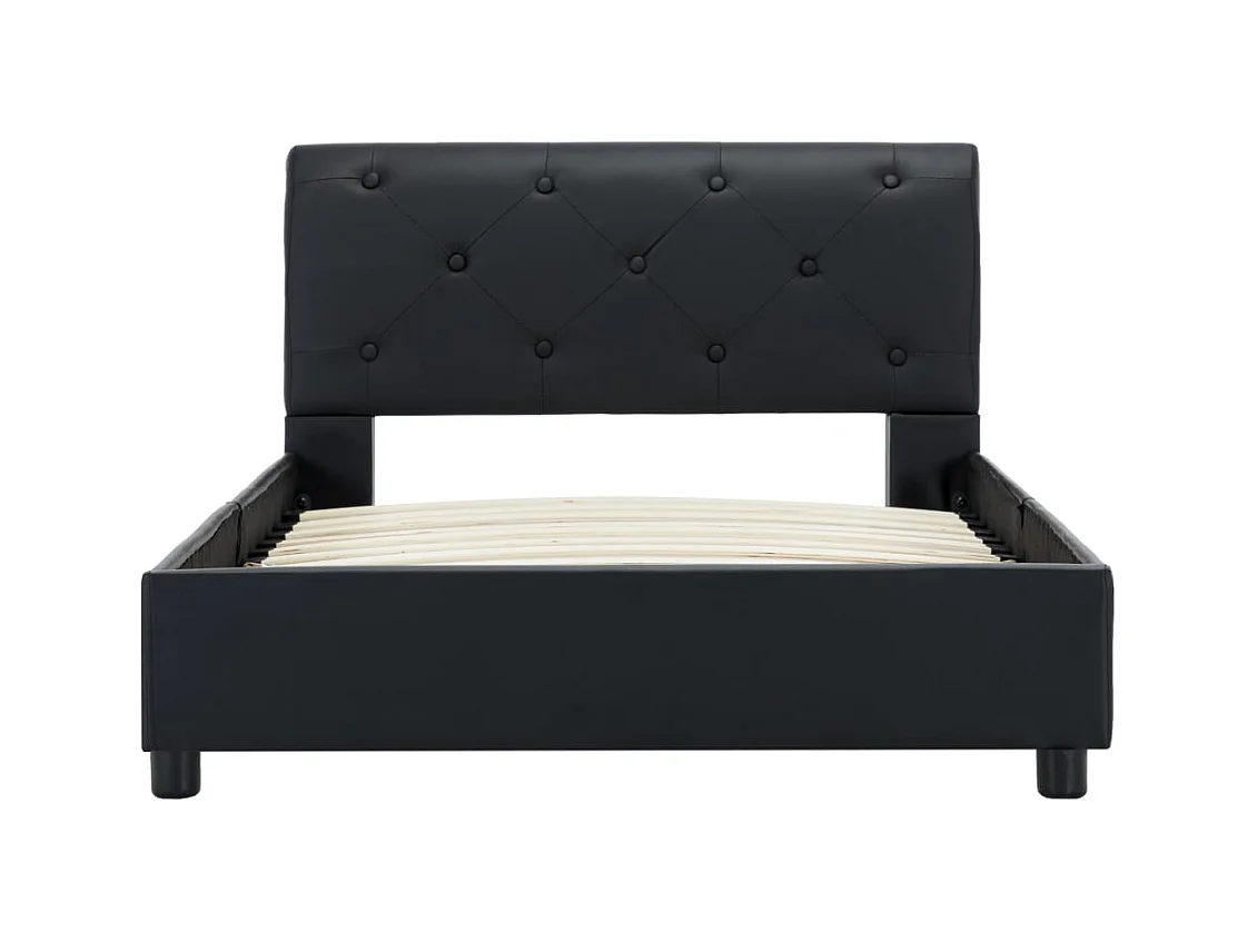Bettgestell Schwarz Kunstleder 90 x 200 cm