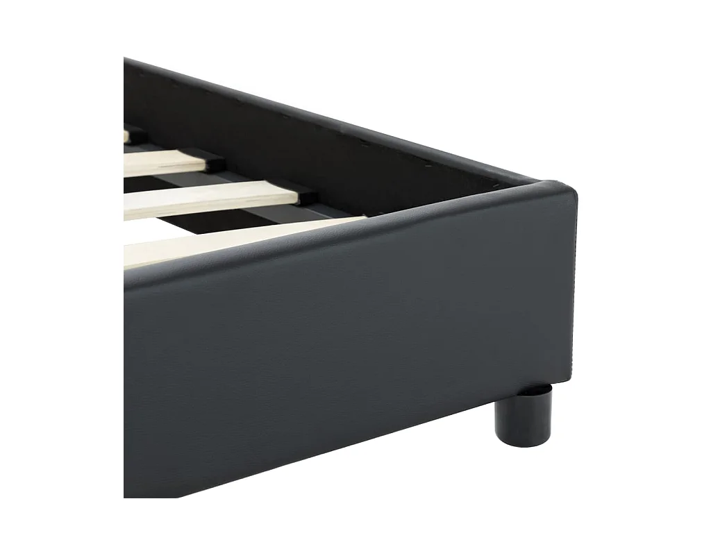 Bettgestell Schwarz Kunstleder 90 x 200 cm