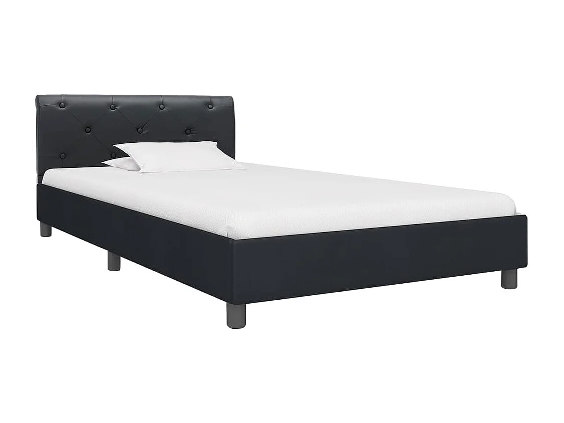 Cadre de lit sans matelas noir similicuir 90x200 cm