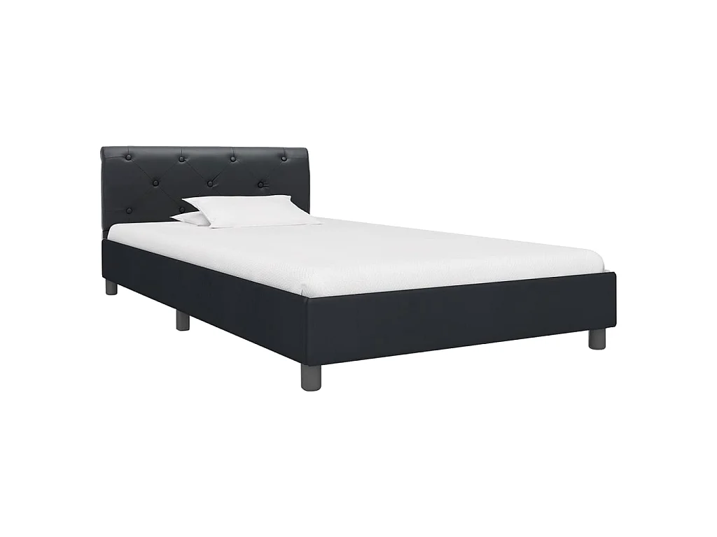 Bettgestell Schwarz Kunstleder 90 x 200 cm