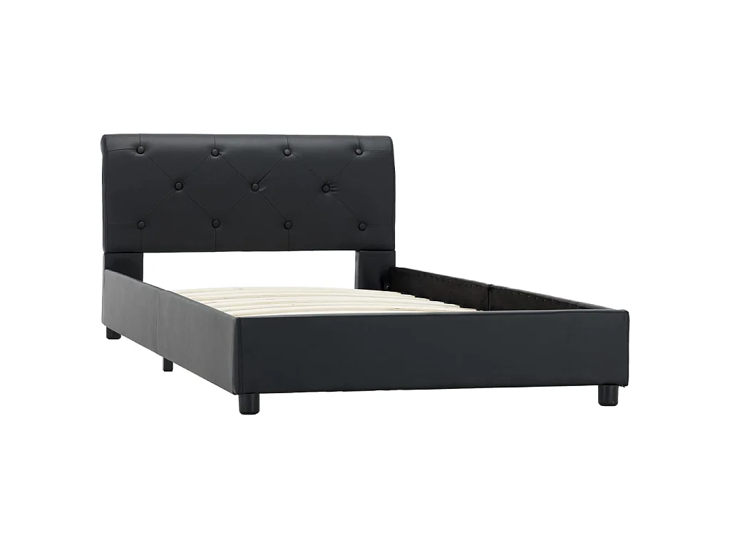 Bettgestell Schwarz Kunstleder 90 x 200 cm