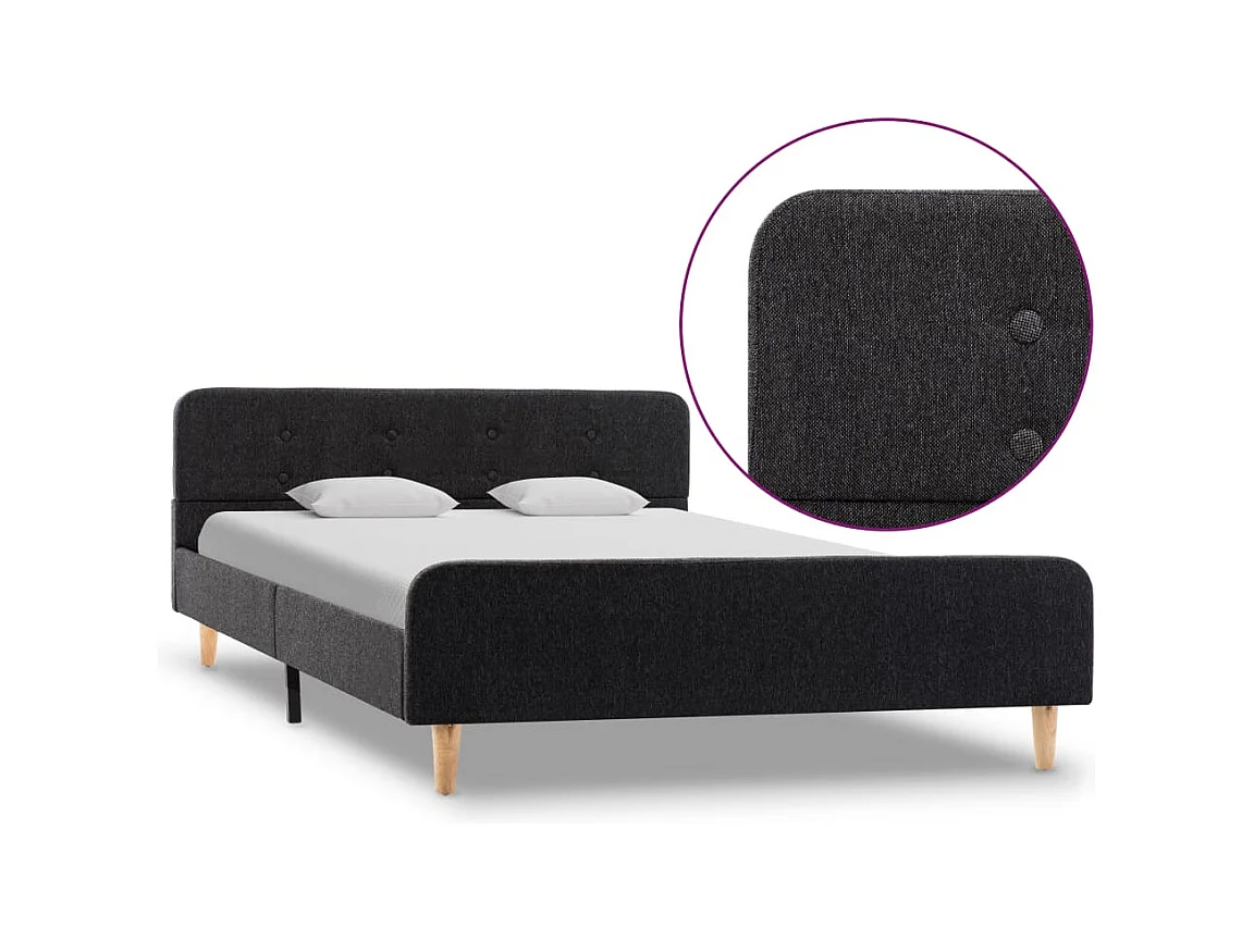 Cadre de lit Gris foncé Jute 120 x 200 cm