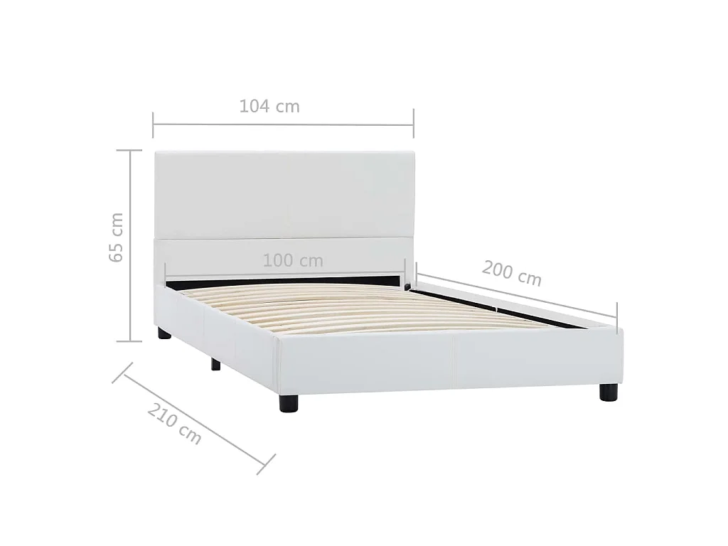 Bettgestell Weiß Kunstleder 100x200 cm