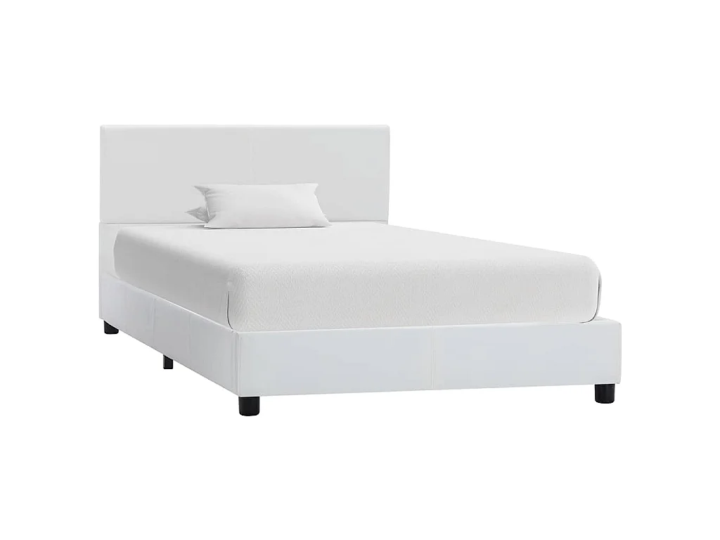 Estrutura de cama 100x200 cm couro artificial branco
