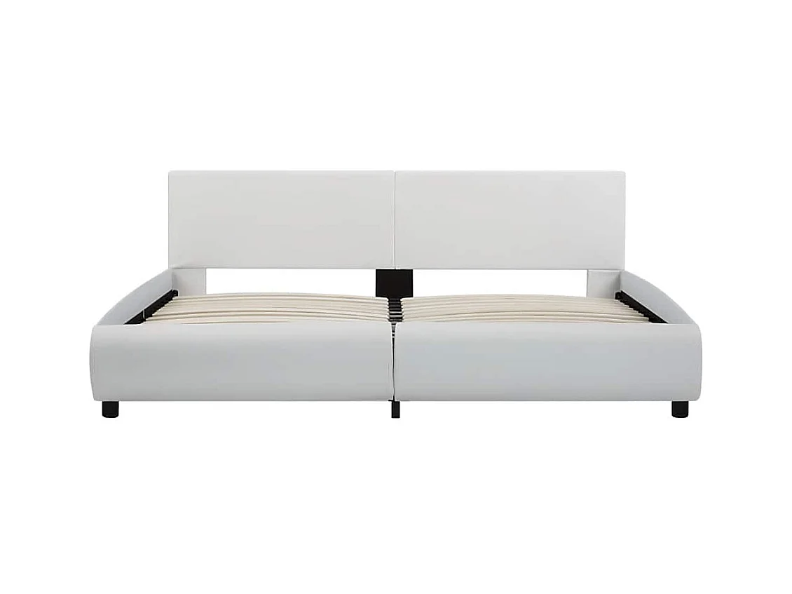 Bettgestell mit LED Weiß Kunstleder 180×200 cm