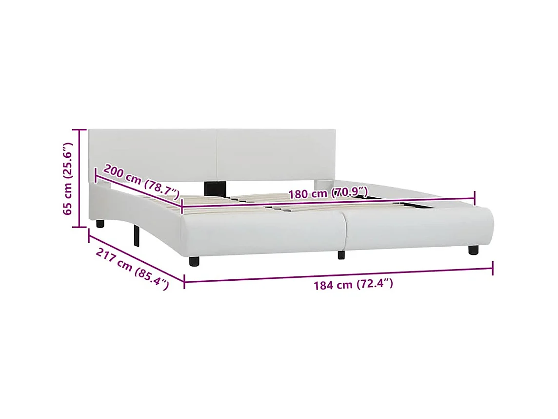 Bettgestell mit LED Weiß Kunstleder 180×200 cm