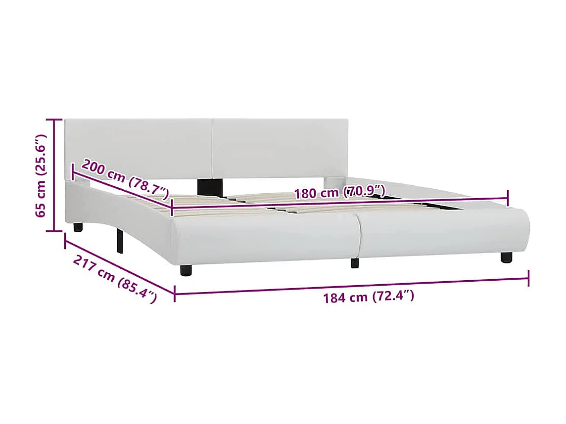 Cadre de lit avec LED sans matelas blanc 180x200 cm