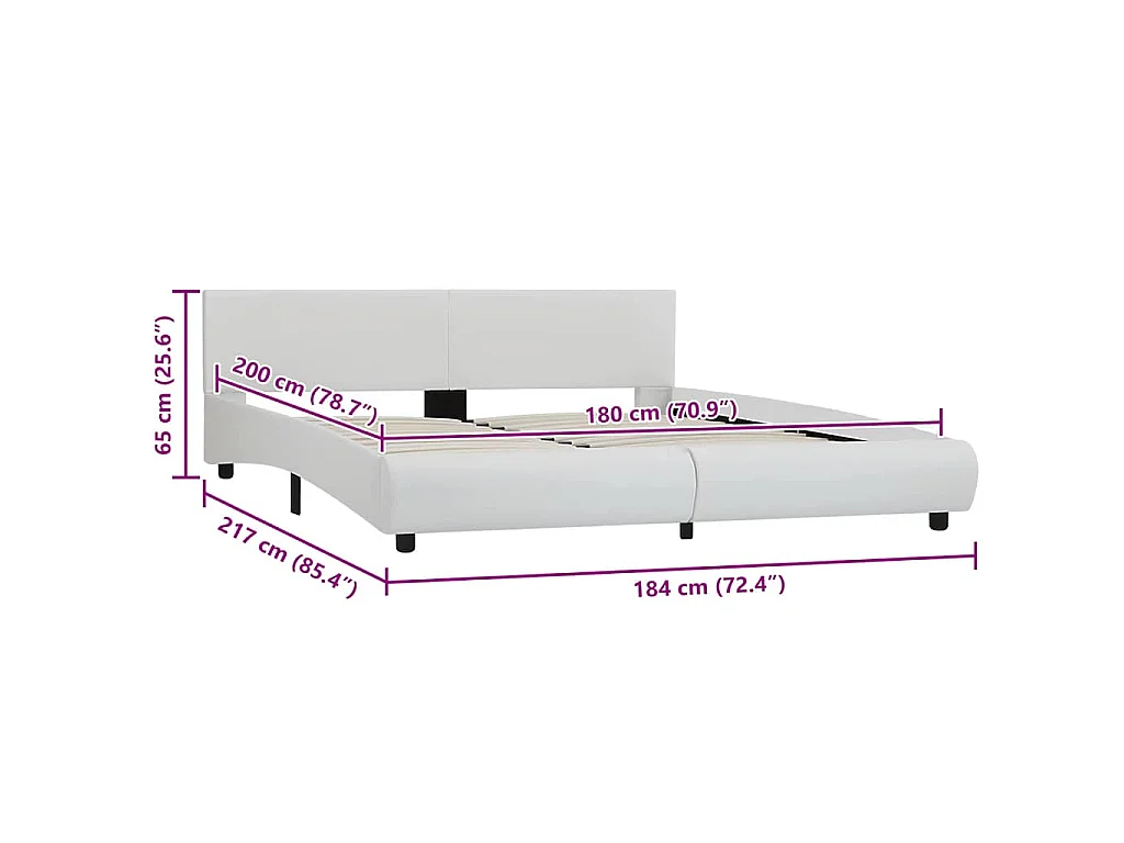 Cadre de lit avec LED sans matelas blanc 180x200 cm