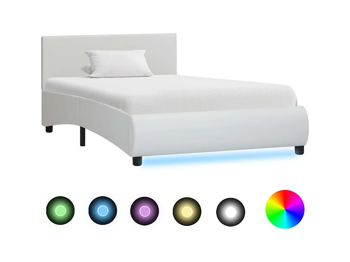 Giroletto con LED senza Materasso Bianco in Similpelle 90x200cm