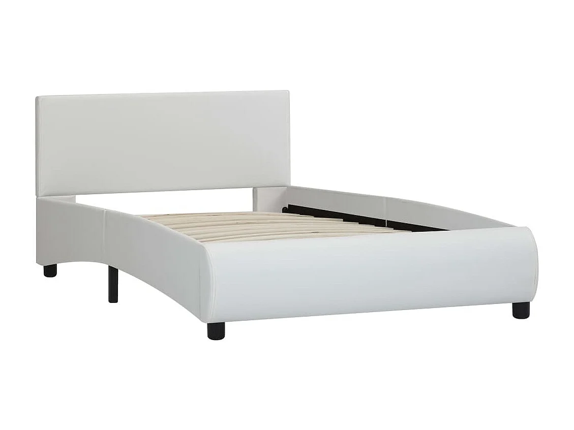 Cadre de lit avec LED sans matelas blanc similicuir 90x200 cm