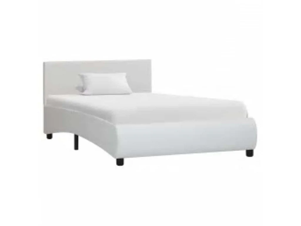 Cadre de lit avec LED sans matelas blanc similicuir 90x200 cm