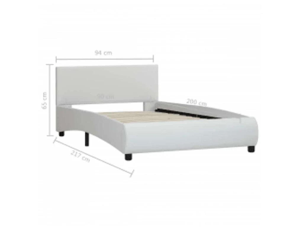 Cadre de lit avec LED sans matelas blanc similicuir 90x200 cm