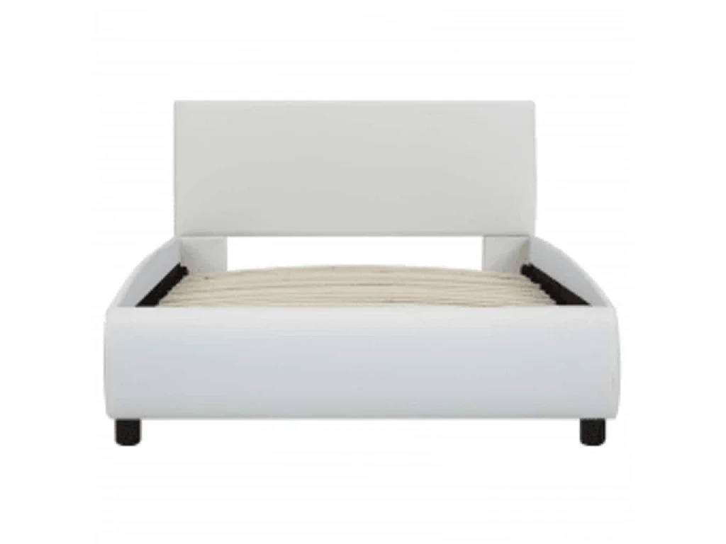 Cadre de lit avec LED sans matelas blanc similicuir 90x200 cm