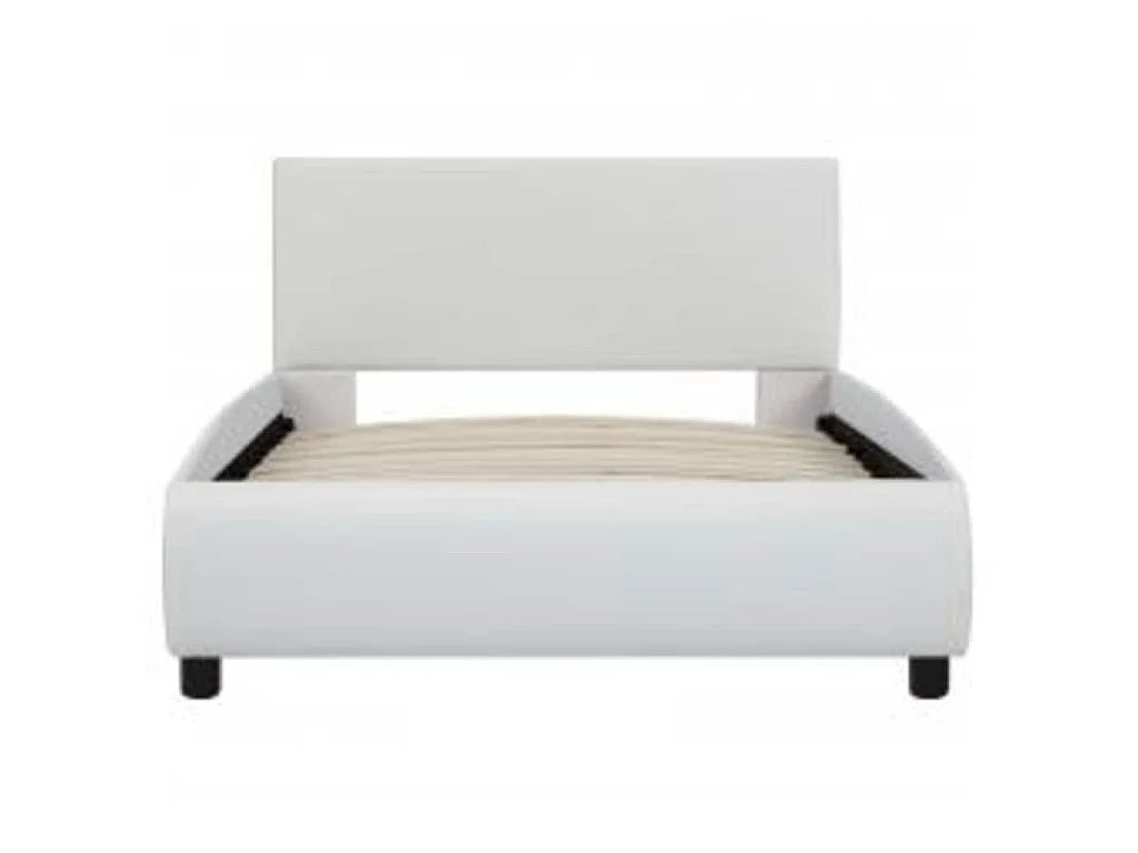 Cadre de lit avec LED sans matelas blanc similicuir 90x200 cm