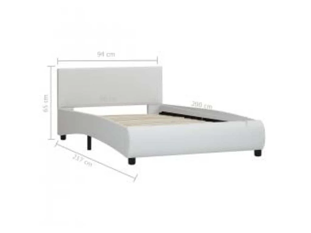 Cadre de lit avec LED sans matelas blanc similicuir 90x200 cm