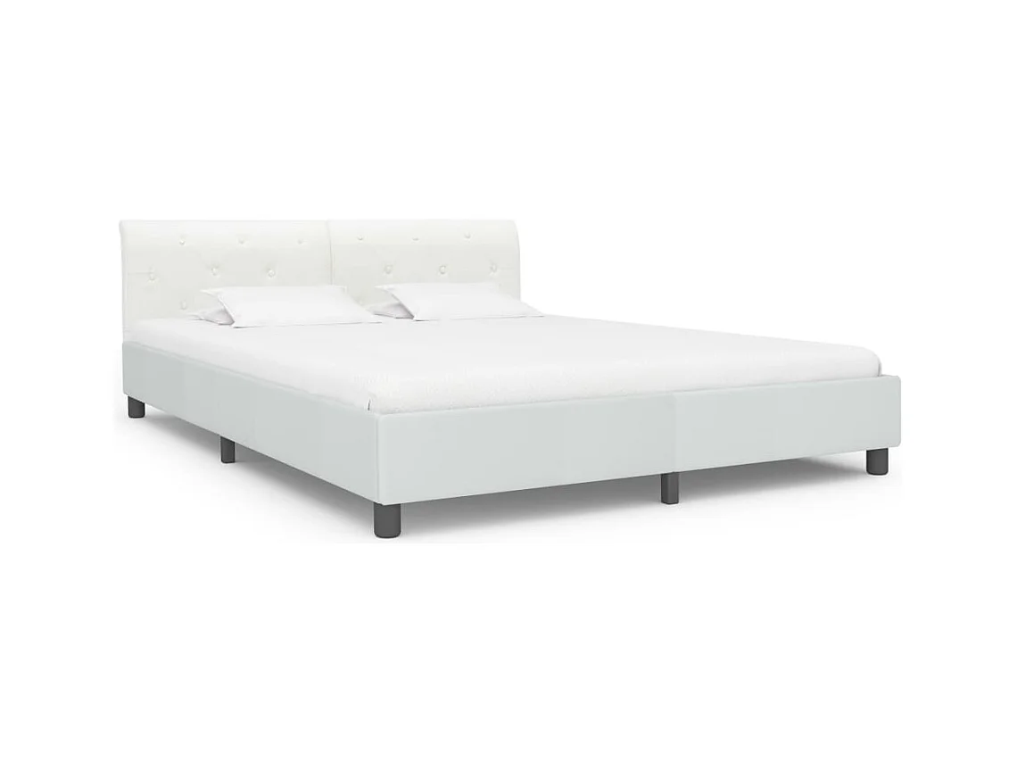 Cadre de lit sans matelas blanc similicuir 160x200 cm