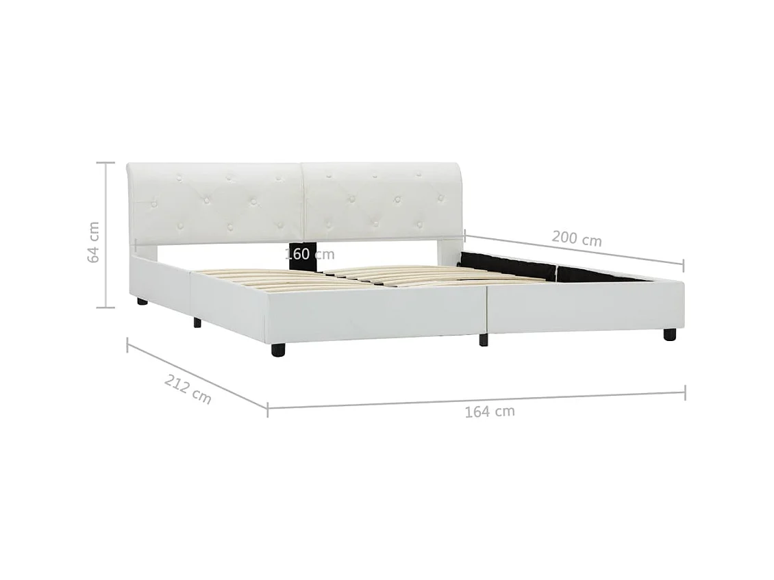 Cadre de lit sans matelas blanc similicuir 160x200 cm