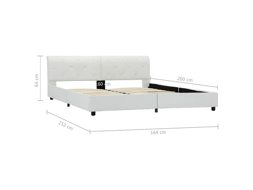 Cadre de lit sans matelas blanc similicuir 160x200 cm