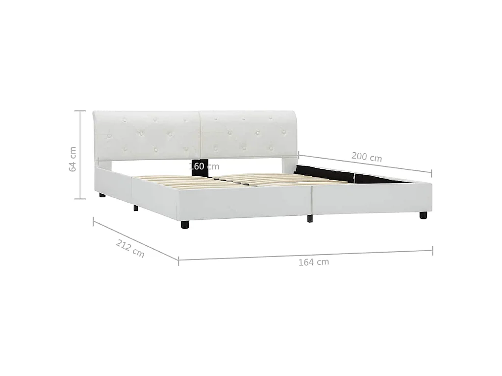 Bedframe kunstleer wit 160x200 cm