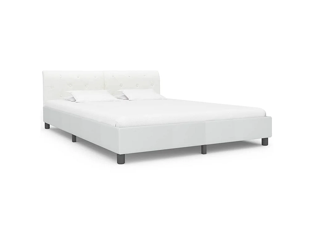 Cadre de lit sans matelas blanc similicuir 160x200 cm