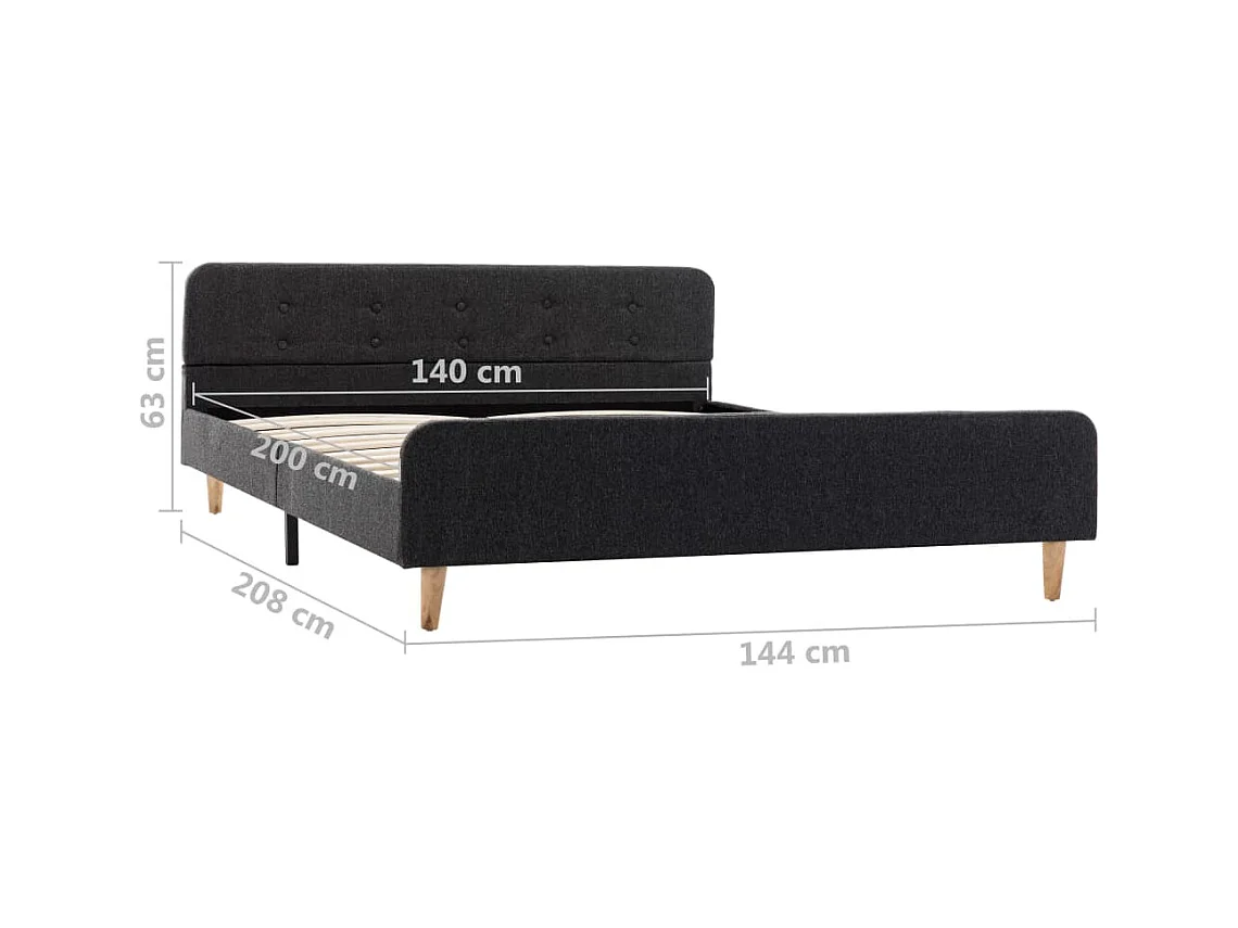 Bedframe jute donkergrijs 140x200 cm