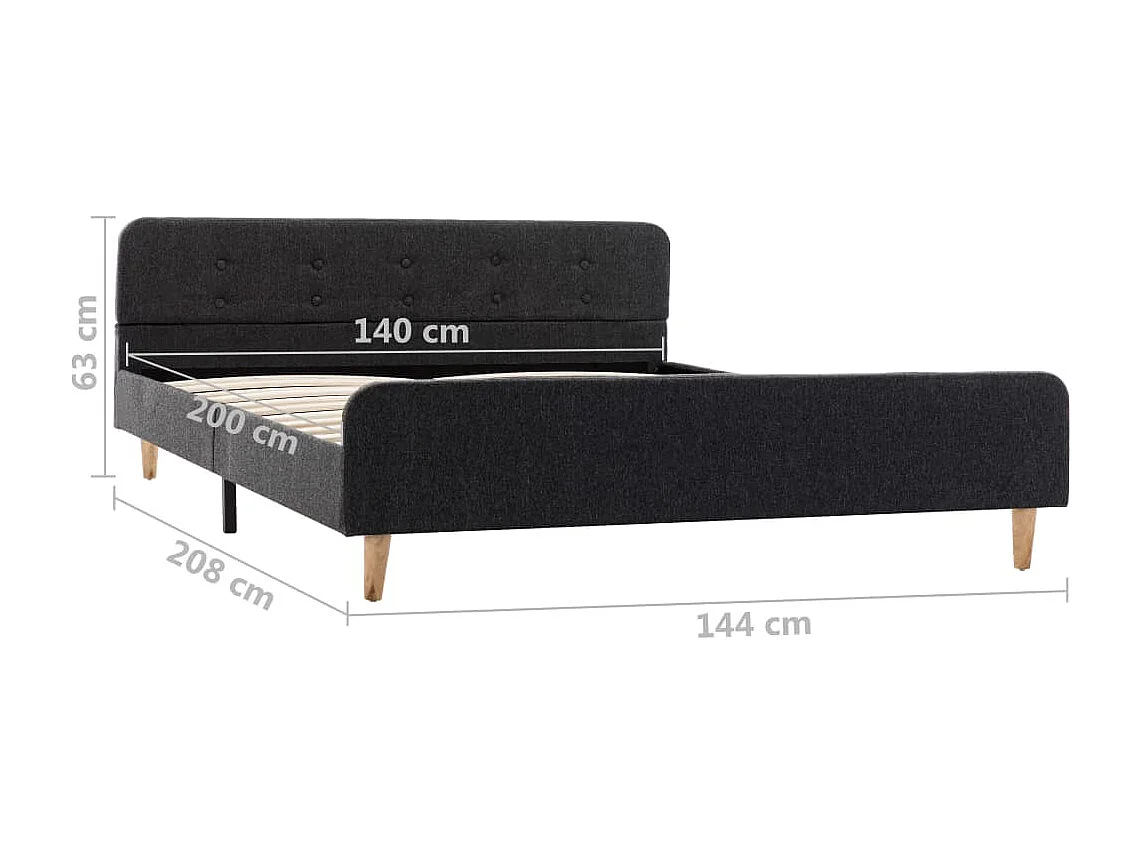 Bedframe jute donkergrijs 140x200 cm