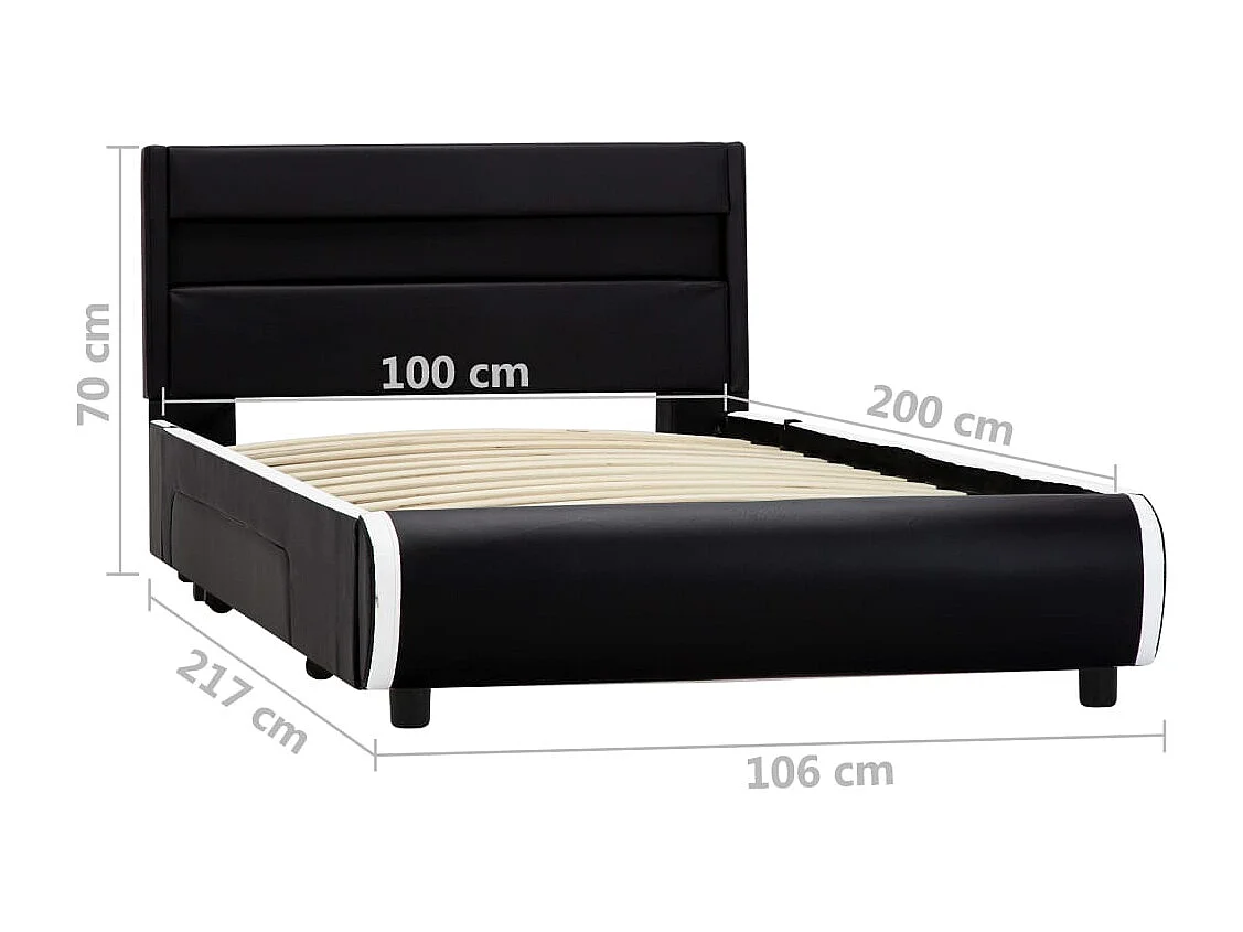 Cadre de lit avec LED Noir Similicuir 100 x 200 cm