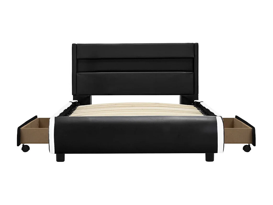 Cadre de lit avec LED Noir Similicuir 100 x 200 cm