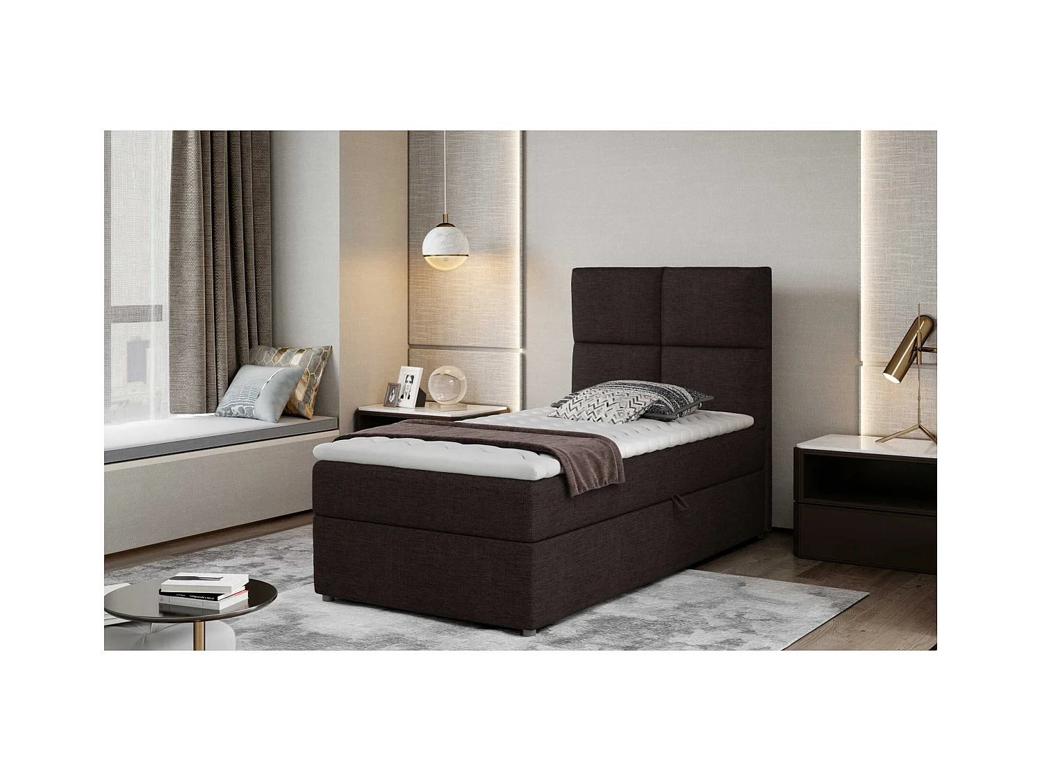 Boxspringbett  Marela (90x200)/Matratze inklusive/braun