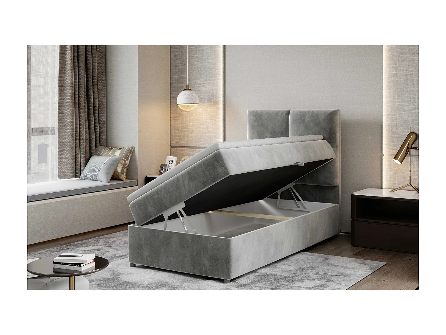 Boxspringbett  Marela (90x200)/Matratze inklusive/grau