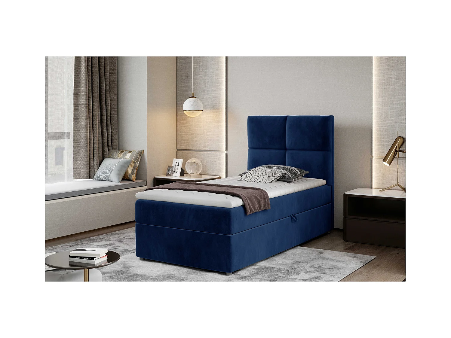 Boxspringbett  Marela (90x200)/Matratze inklusive/Blau