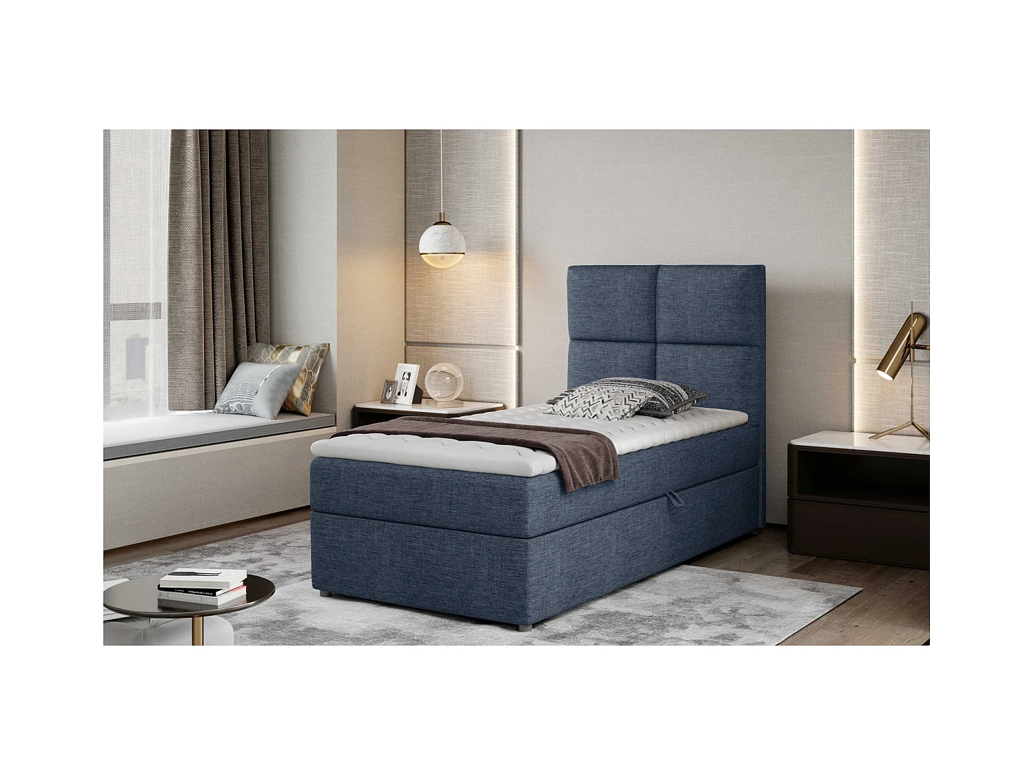 Boxspringbett  Marela (90x200)/Matratze inklusive/Blau