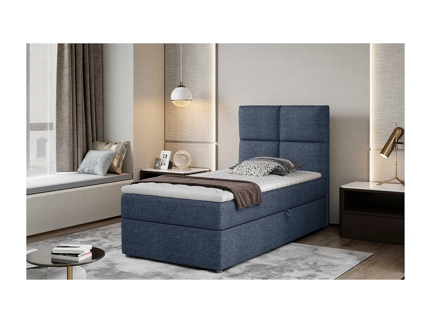 Boxspringbett  Marela (90x200)/Matratze inklusive/Blau