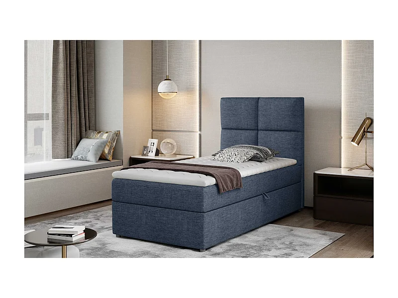 Box Spring Lit Marela (90x200)/matelas inclus/bleue
