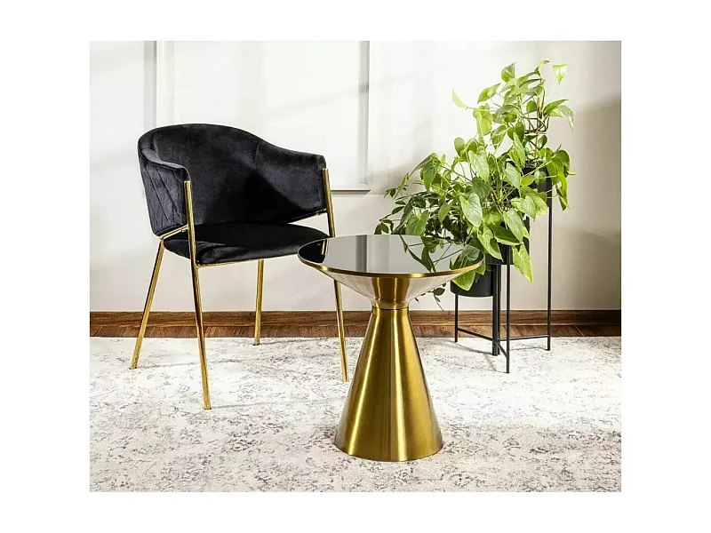 Beistelltisch Seti/Glas/Metall/Schwarz&Gold