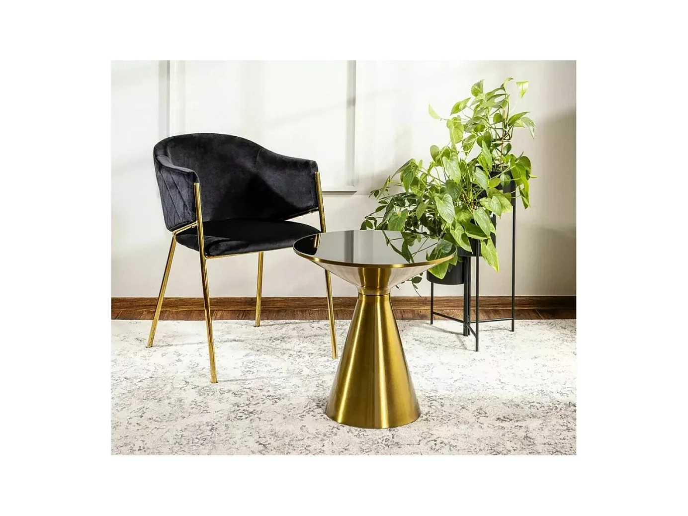 Tavolino Seti/Vetro/Metallo/Nero&Oro