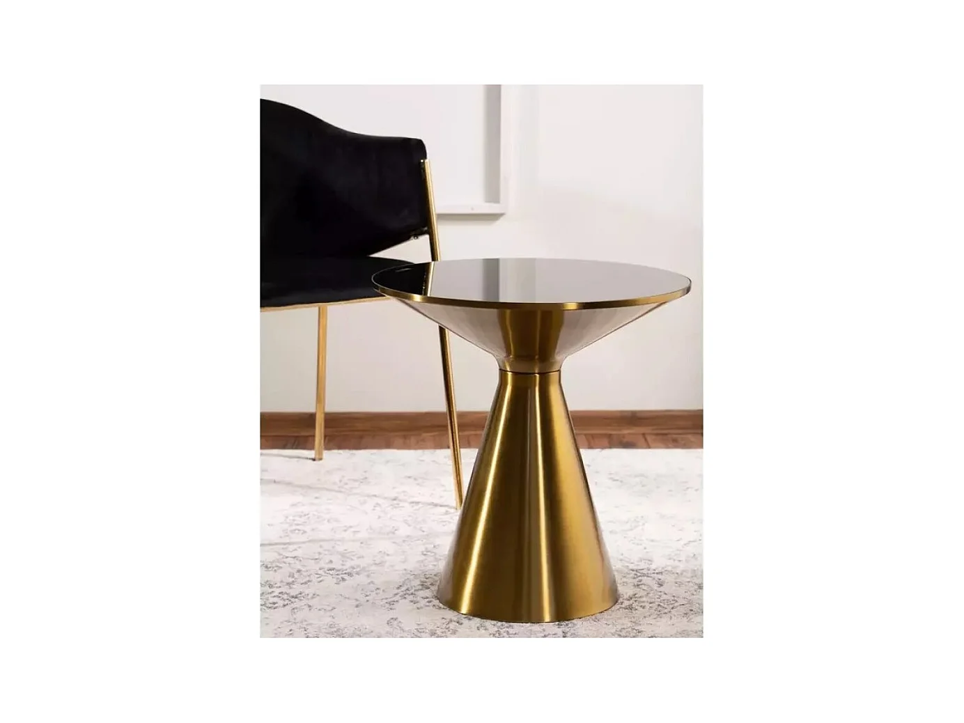 Tavolino Seti/Vetro/Metallo/Nero&Oro