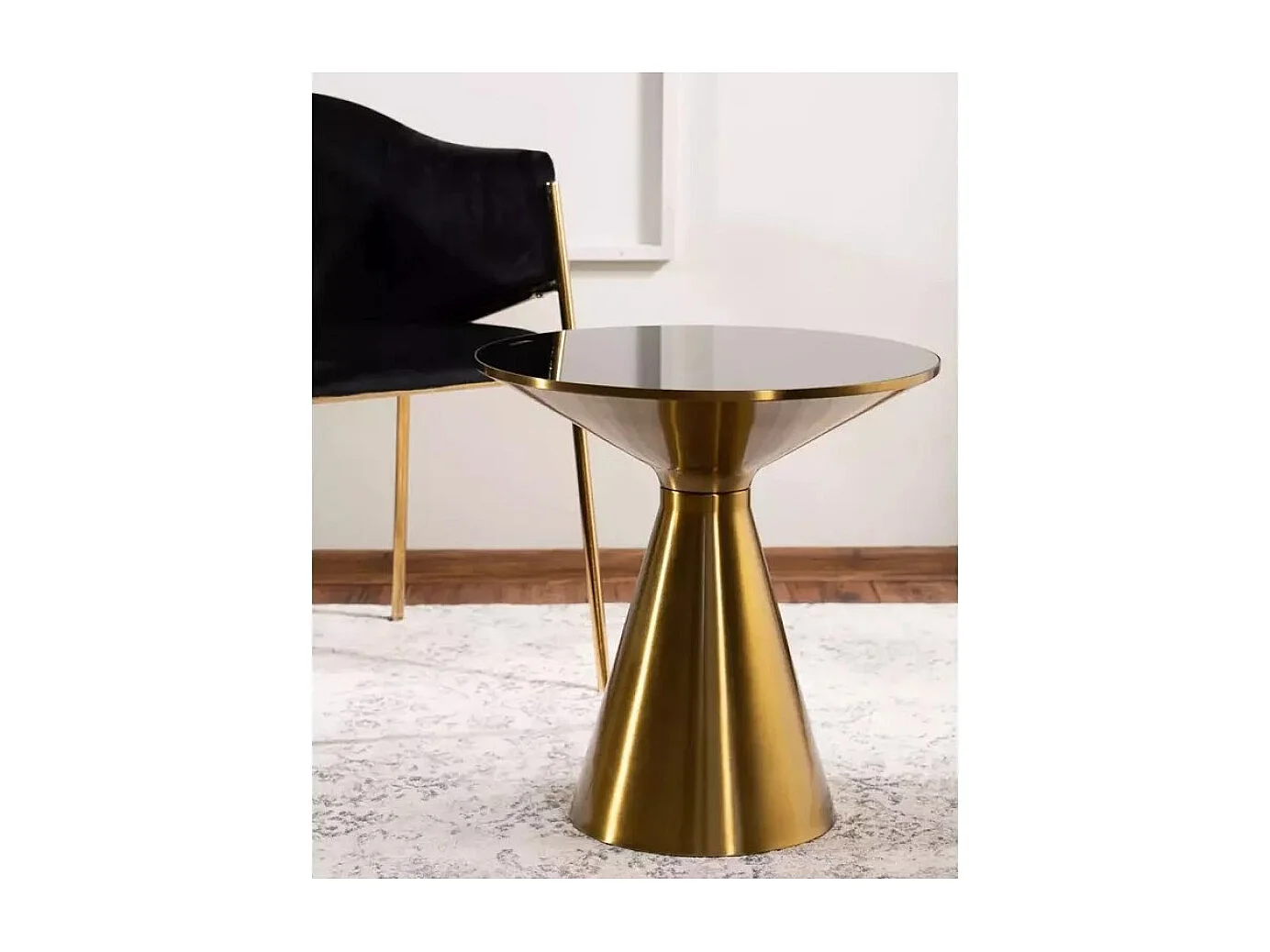Tavolino Seti/Vetro/Metallo/Nero&Oro