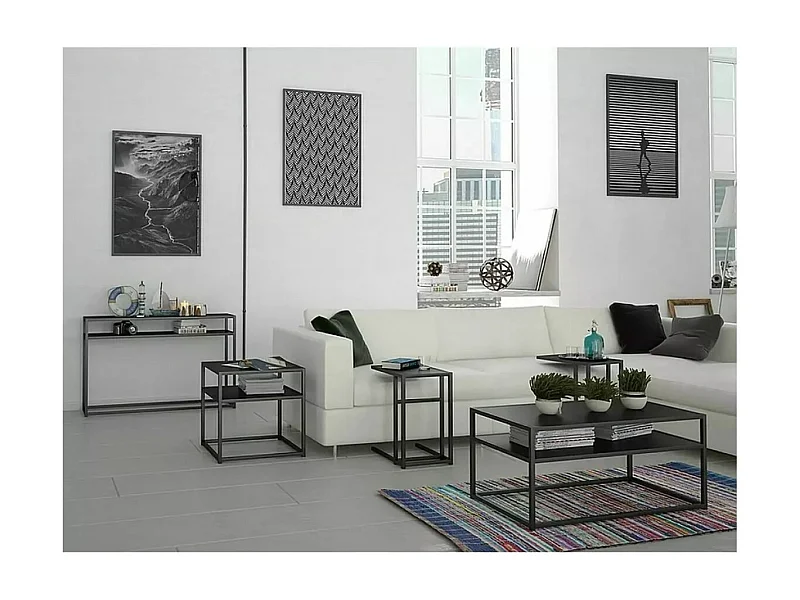 Table d'appoint Symphony/Plateau Stratifié/Métal/Noir