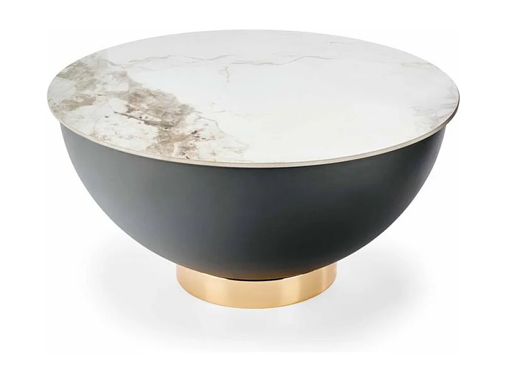 Table d'appoint Sessel XL/Céramique/Métal précieux/Acier/Noir&Or