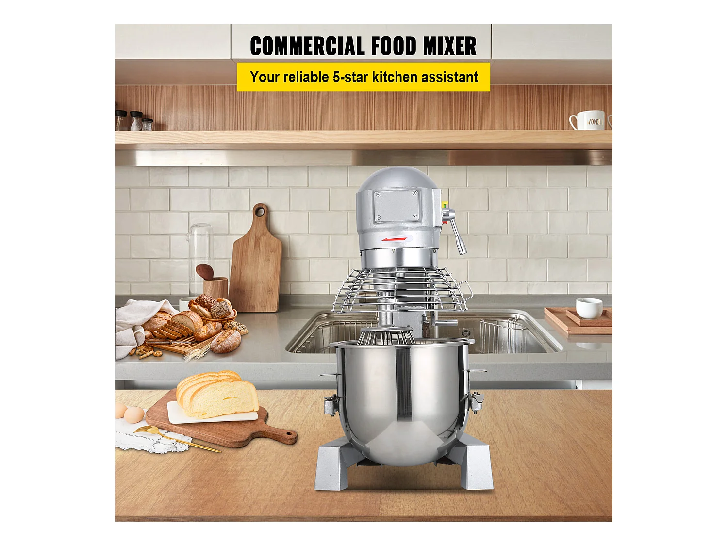 Mélangeur SucceBuy Mixeur sur Socle Robuste à 3 Vitesses 30L, Mixeur sur Socle Réglable 220 V, Idéal pour une Utilisation en Cuisine Commerciale